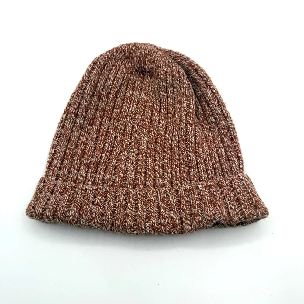 Madewell Marled Ribbed Knit Beanie Hat One Size Rust‎ Orange White Womens